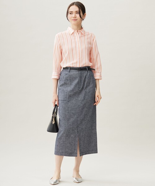 自由区(ジユウク)の「ナチュラルリネンクロップド丈 シャツ(シャツ/ブラウス・レディース・ネイビー系/ベージュ系1/ホワイト系1/アイボリー系・32)」の7枚目の写真