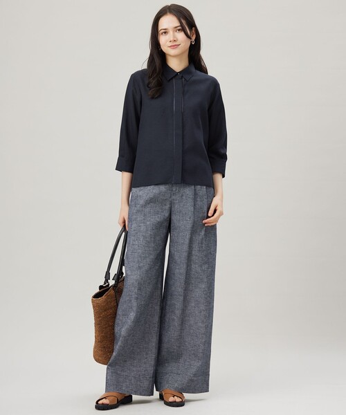 自由区(ジユウク)の「ナチュラルリネンクロップド丈 シャツ(シャツ/ブラウス・レディース・ネイビー系/ベージュ系1/ホワイト系1/アイボリー系・32)」の13枚目の写真