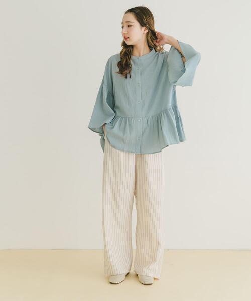 ITEMS URBANRESEARCH（アイテムズ アーバンリサーチ）の「バンドカラーティアードシャツ（シャツ/ブラウス・レディース・ブラック/ベージュ/ブルー・FREE）」の15枚目の写真