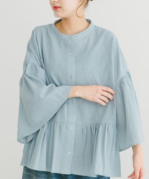 ITEMS URBANRESEARCH（アイテムズ アーバンリサーチ）の「バンドカラーティアードシャツ（シャツ/ブラウス・レディース・ブラック/ベージュ/ブルー・FREE）」の16枚目の写真