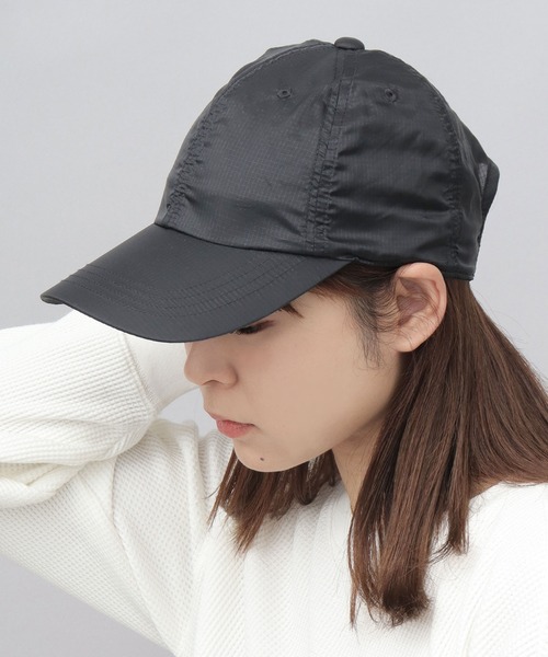 A.M.S.(エーエムエス)の「透け リップストップナイロン ロングビル キャップ つば長 深め(キャップ・メンズ・グレー/ブラック・FREE)」の5枚目の写真