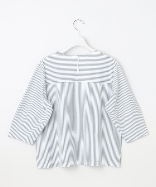 自由区(ジユウク)の「ストライプコットンハイゲージフォルムスリーブ カットソー(Tシャツ/カットソー・レディース・黄土色系1/ダルブルー系1/アイボリー系・32)」の13枚目の写真