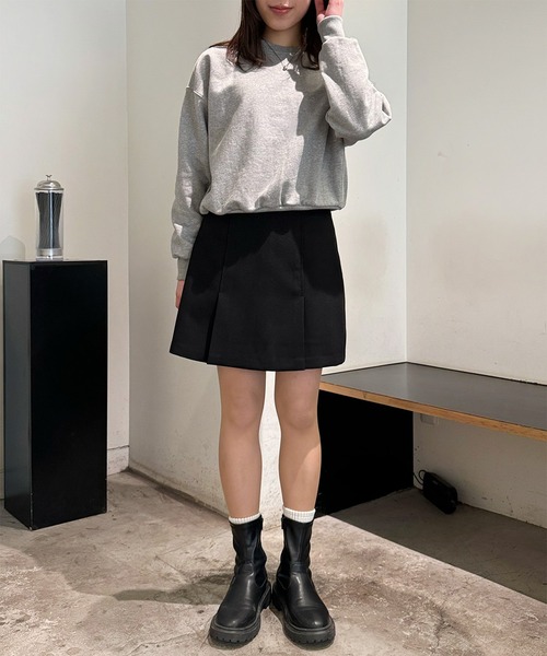 LE MORE（リモア）の「ボックスプリーツミニスカート（スカート・レディース・ブラック/チャコール・FREE）」の4枚目の写真