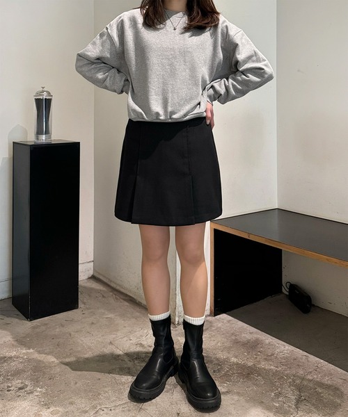 LE MORE（リモア）の「ボックスプリーツミニスカート（スカート・レディース・ブラック/チャコール・FREE）」の5枚目の写真