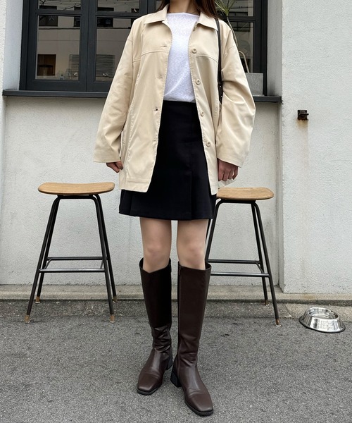 LE MORE（リモア）の「ボックスプリーツミニスカート（スカート・レディース・ブラック/チャコール・FREE）」の8枚目の写真