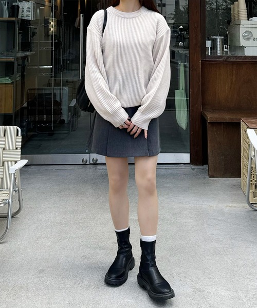 LE MORE（リモア）の「ボックスプリーツミニスカート（スカート・レディース・ブラック/チャコール・FREE）」の15枚目の写真