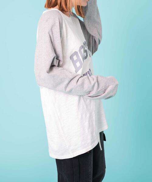 WOND(ウォンド)の「WOND/BOSTONロゴロンT(Tシャツ/カットソー・レディース・ネイビー/グレー・FREE)」の5枚目の写真