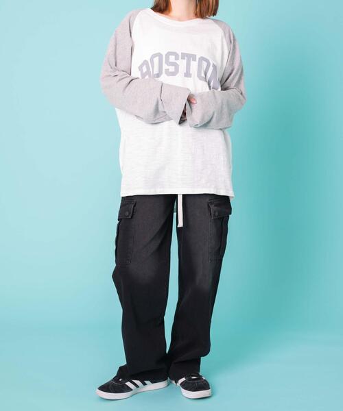 WOND(ウォンド)の「WOND/BOSTONロゴロンT(Tシャツ/カットソー・レディース・ネイビー/グレー・FREE)」の7枚目の写真
