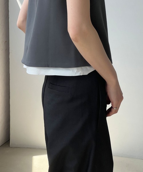 ベスト ジレ 「YOUYILIN」レイヤードヘム スリーブレストップ CHYOUW25s012 レディース メンズ YOUYILIN】レイヤードヘム スリーブレストップ CHYOUW25s012