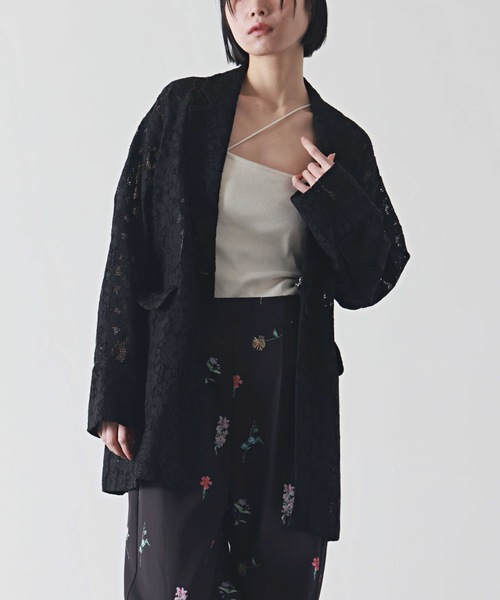 PURE BRIGHT（ピュアブライト）の「メッシュレーステーラードジャケット（テーラードジャケット・レディース・アイボリー/ブラック・FREE）」の7枚目の写真