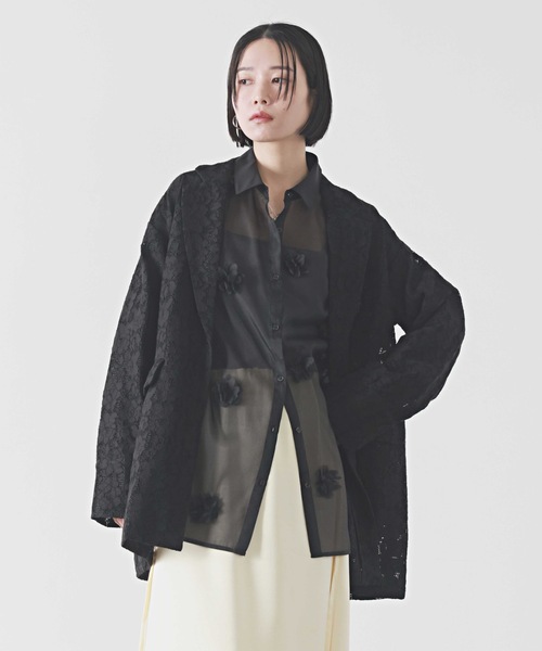 PURE BRIGHT（ピュアブライト）の「メッシュレーステーラードジャケット（テーラードジャケット・レディース・アイボリー/ブラック・FREE）」の16枚目の写真