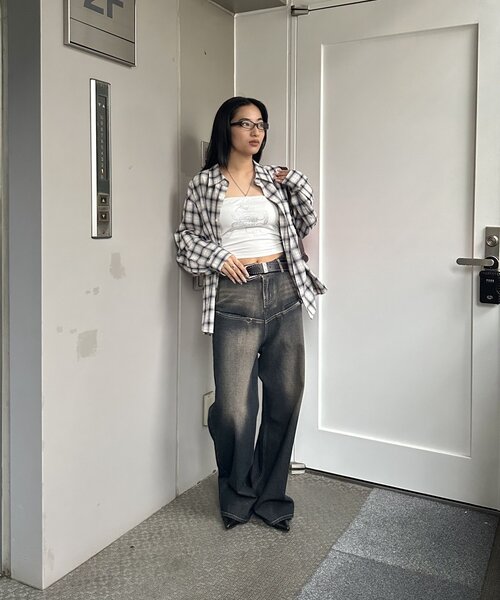 WHO'S WHO gallery（フーズフーギャラリー）の「【BLESS YOU/ブレスユー】 チェックシャツ（シャツ/ブラウス・レディース・ブラック/ホワイト・FREE）」の4枚目の写真