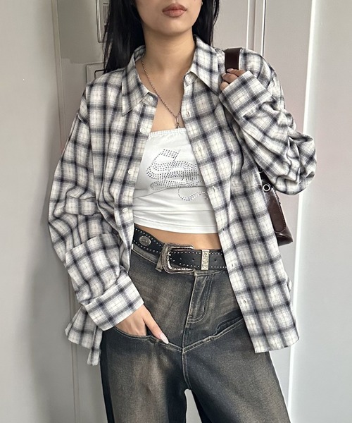 WHO'S WHO gallery（フーズフーギャラリー）の「【BLESS YOU/ブレスユー】 チェックシャツ（シャツ/ブラウス・レディース・ブラック/ホワイト・FREE）」の2枚目の写真