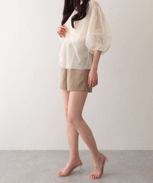 Lace Ladies(レースレディース)の「タック ハイウエスト フレア ショート パンツ(その他パンツ・レディース・モカ/ブラック/グレー・M/L/XL/S)」の13枚目の写真