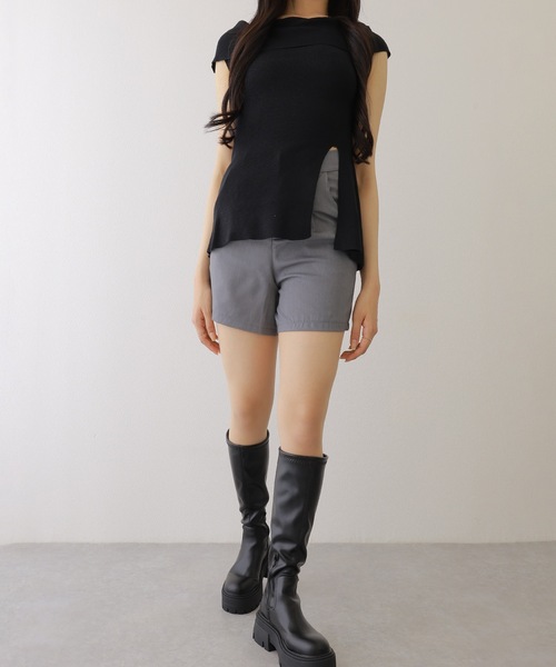 Lace Ladies(レースレディース)の「タック ハイウエスト フレア ショート パンツ(その他パンツ・レディース・モカ/ブラック/グレー・M/L/XL/S)」の14枚目の写真