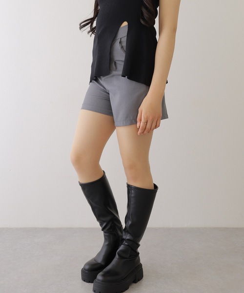 Lace Ladies(レースレディース)の「タック ハイウエスト フレア ショート パンツ(その他パンツ・レディース・モカ/ブラック/グレー・M/L/XL/S)」の16枚目の写真