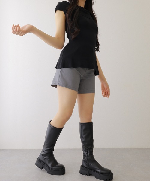 Lace Ladies(レースレディース)の「タック ハイウエスト フレア ショート パンツ(その他パンツ・レディース・モカ/ブラック/グレー・M/L/XL/S)」の18枚目の写真