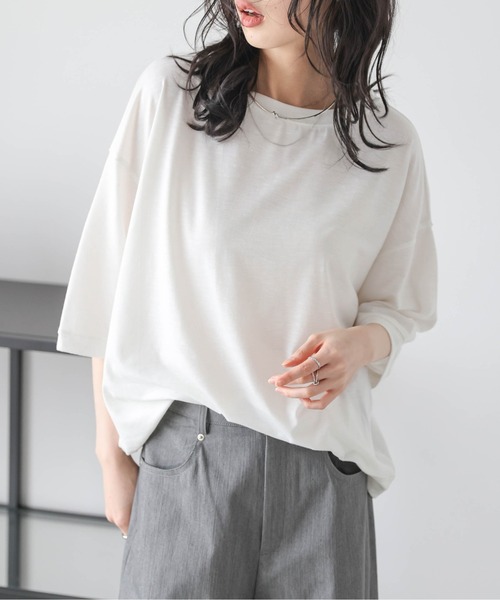 La-gemme（ラジェム）の「ドロップショルダーTシャツ（Tシャツ/カットソー・レディース・ブラック/グレー/ベージュ/ホワイト・フリー）」の15枚目の写真