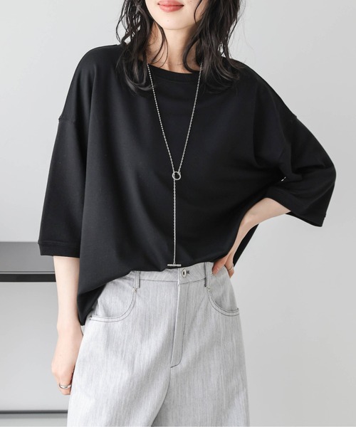 La-gemme（ラジェム）の「ドロップショルダーTシャツ（Tシャツ/カットソー・レディース・ブラック/グレー/ベージュ/ホワイト・フリー）」の19枚目の写真