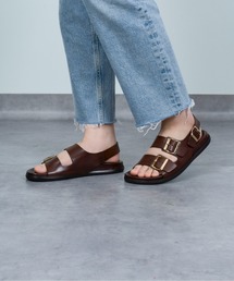 “CORSO ROMA,9”革サンダル・ブラウン・23.0㎝ コルソローマ ノーヴェ CORSO ROMA 9 フラットサンダル