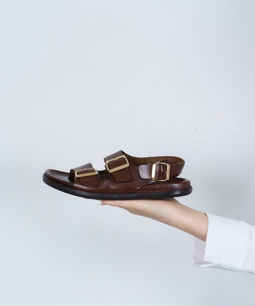 CORSO ROMA，9（コルソローマ）の「【CORSO ROMA,9/コルソローマ9】ダブルストラップサンダル　本革（サンダル・レディース・ブラック/ダークブラウン・36/37/38/39）」の19枚目の写真