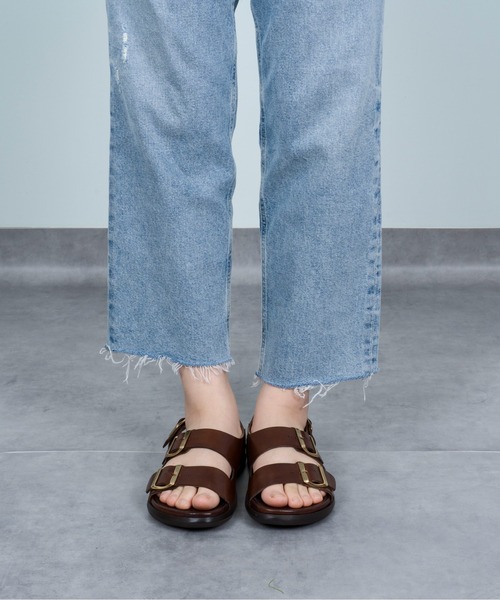 CORSO ROMA，9（コルソローマ）の「【CORSO ROMA,9/コルソローマ9】ダブルストラップサンダル　本革（サンダル・レディース・ブラック/ダークブラウン・36/37/38/39）」の11枚目の写真
