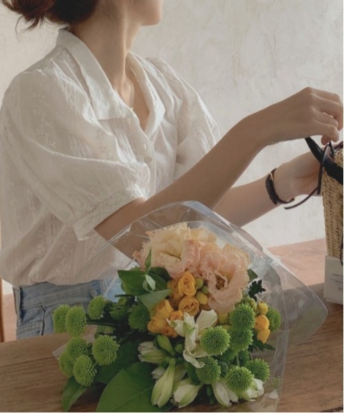 BLANC FICELLE(ブランフィセル)の「半袖 レース オープンシャツ(シャツ/ブラウス・レディース・B/A・S/M/L)」の1枚目の写真