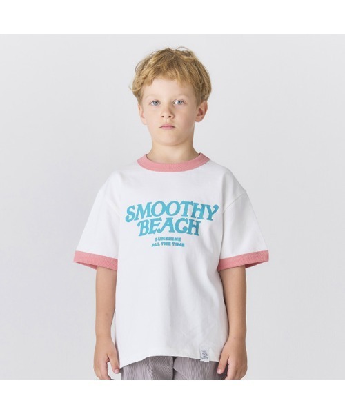 Smoothy（スムージー）の「Smoothy Ringer T shirt / スムージー リンガー Tシャツ（Tシャツ/カットソー・キッズ・サックスブルー/ホワイト系その他・SMALL/MEDIUM/LARGE/X-LARGE）」の2枚目の写真
