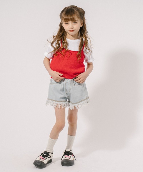URBAN CHERRY（アーバンチェリー）の「ニットキャミソール（キャミソール・キッズ・レッド・120cm/130cm/140cm/150cm/110cm）」の2枚目の写真