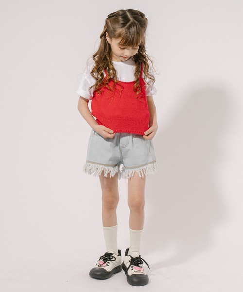 URBAN CHERRY（アーバンチェリー）の「ニットキャミソール（キャミソール・キッズ・レッド・120cm/130cm/140cm/150cm/110cm）」の3枚目の写真