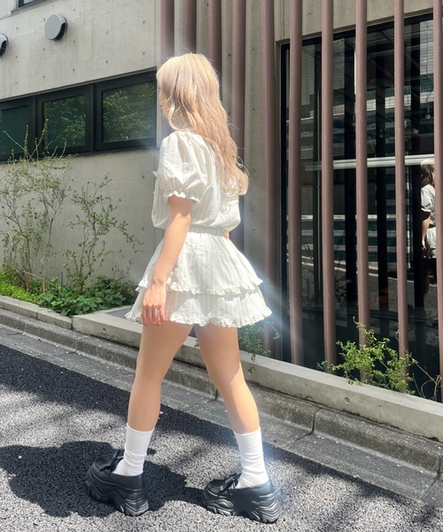 MORE self LOVE（モアセルフラブ）の「レースリボンストライプSETUP（セットアップ・レディース・ブラック/ベージュ/ピンク・FREE）」の10枚目の写真
