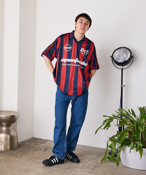■美品■激レア■フットボールシャツ■ゲームシャツ■サッカー SUGGESTION/サジェッション サッカー総柄半袖TEE ゲームシャツ