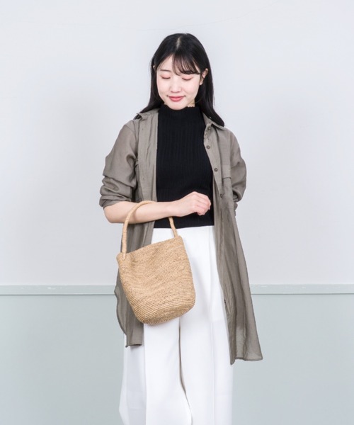 MADE IN MADA☆ティーブラウン バケツ型かごバッグ・新品に近い MADE IN MADA かごバッグ エコバッグ レディース メイドインマダ