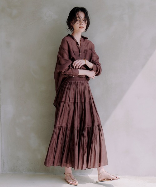 Indiaシルクブレンドオーバーシャツ（シャツ/ブラウス）｜anuans（ア