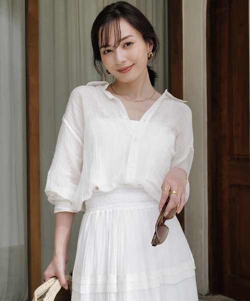 完売❤️新品　anuans アニュアンス　India シルクブレンドオーバーシャツ Indiaシルクブレンドオーバーシャツ