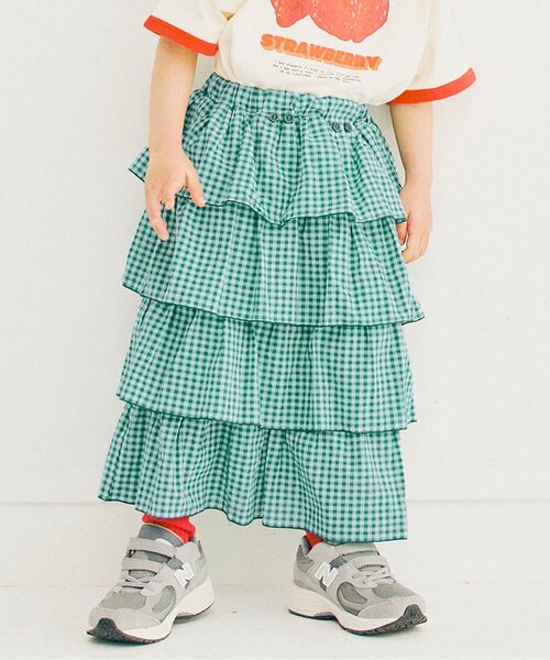 p.premier(ピードットプルミエ)の「スカートにもなる2WAYティアードフリルワンピース(スカート・キッズ・ブラウン/グリーン/パープル・80/90/100/110/120/130/140)」の3枚目の写真