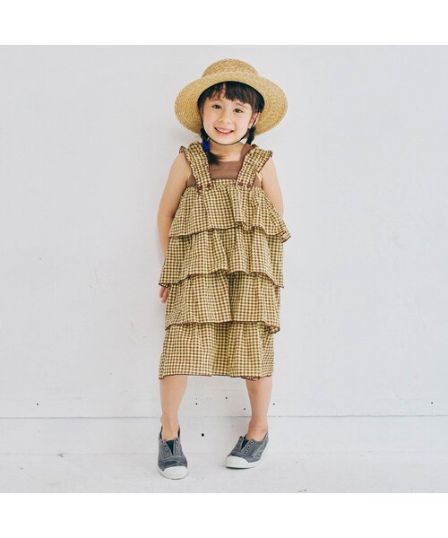 p.premier(ピードットプルミエ)の「スカートにもなる2WAYティアードフリルワンピース(スカート・キッズ・ブラウン/グリーン/パープル・80/90/100/110/120/130/140)」の4枚目の写真