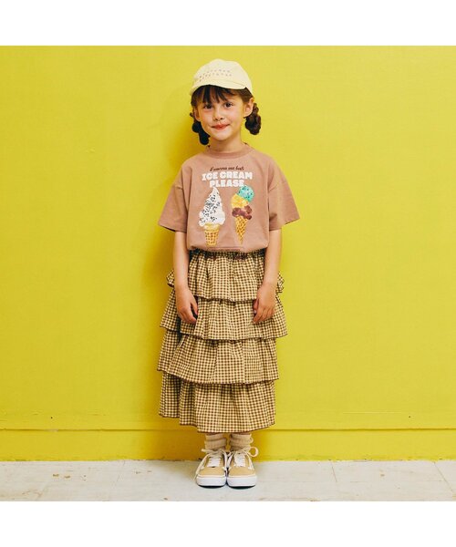 p.premier(ピードットプルミエ)の「スカートにもなる2WAYティアードフリルワンピース(スカート・キッズ・ブラウン/グリーン/パープル・80/90/100/110/120/130/140)」の7枚目の写真