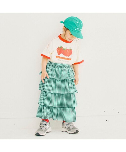 p.premier(ピードットプルミエ)の「スカートにもなる2WAYティアードフリルワンピース(スカート・キッズ・ブラウン/グリーン/パープル・80/90/100/110/120/130/140)」の9枚目の写真