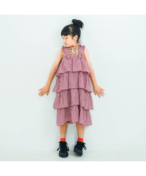 p.premier(ピードットプルミエ)の「スカートにもなる2WAYティアードフリルワンピース(スカート・キッズ・ブラウン/グリーン/パープル・80/90/100/110/120/130/140)」の17枚目の写真