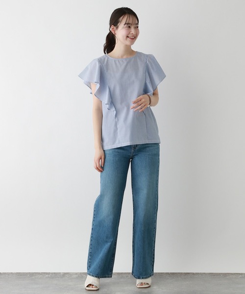 FOUND GOOD(ファウンドグッド)の「ラッフルストライプブラウス(シャツ/ブラウス・レディース・ブルー系5/グリーン系5・S/M/L)」の22枚目の写真