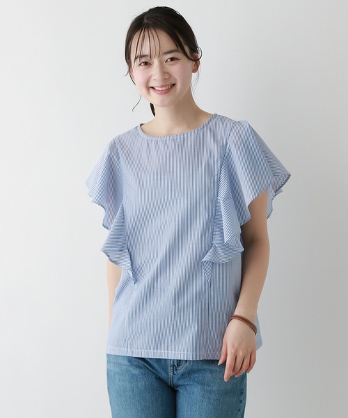 FOUND GOOD(ファウンドグッド)の「ラッフルストライプブラウス(シャツ/ブラウス・レディース・ブルー系5/グリーン系5・S/M/L)」の20枚目の写真