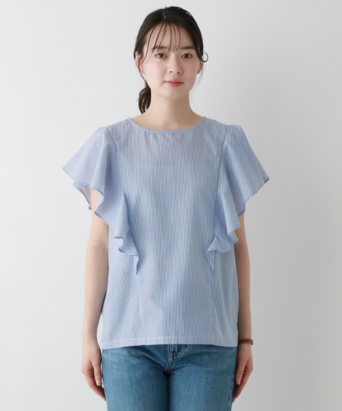 FOUND GOOD(ファウンドグッド)の「ラッフルストライプブラウス(シャツ/ブラウス・レディース・ブルー系5/グリーン系5・S/M/L)」の18枚目の写真