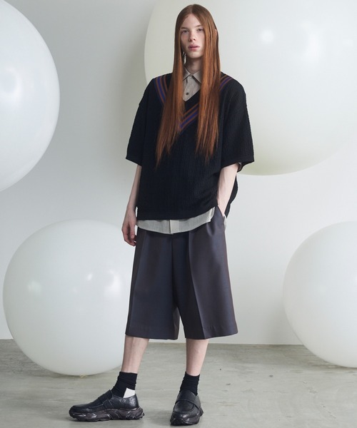 MAISON SPECIAL(メゾンスペシャル)の「《UNISEX》4 Colors Chambray Washable Wool Prime-Wide Shorts/4色シャンブレーウォッシャブルウールプライムワイドショーツ【MAISON SPECIAL/メゾンスペシャル】■セットアップ対応■(その他パンツ・メンズ・チャコールグレー/ライトブルー/ブラック/グレー/ブルー/サックスブルー・1/2/0)」の17枚目の写真