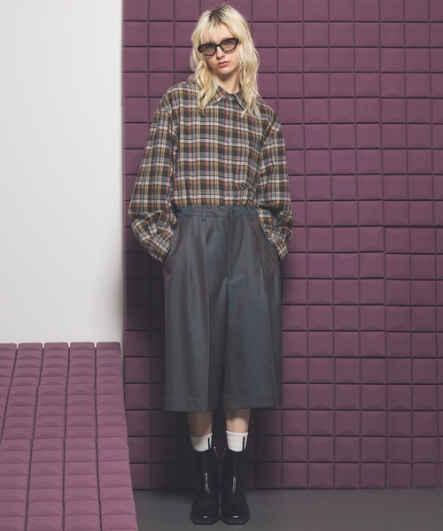 UNISEX》4 Colors Chambray Washable Wool Prime-Wide Shorts/4色