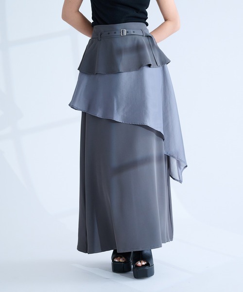 スカート Eleanor ette Navy ラッフルシアーレイヤードスカート（スカート）｜Ellno de Mavie