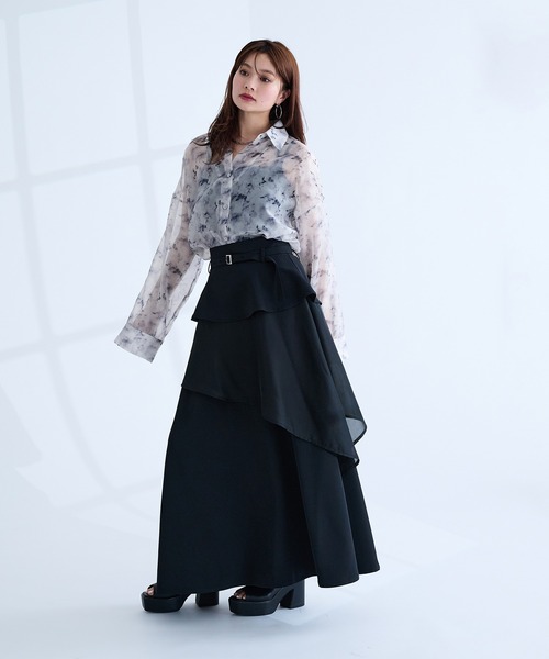 Ellno de Mavie（エルノデメヴィ）の「ラッフルシアーレイヤードスカート（スカート・レディース・チャコールグレー/ブラック・FREE）」の13枚目の写真