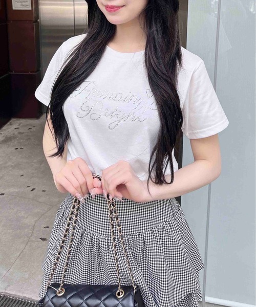 セール】ラインストーンロゴTシャツ（Tシャツ/カットソー