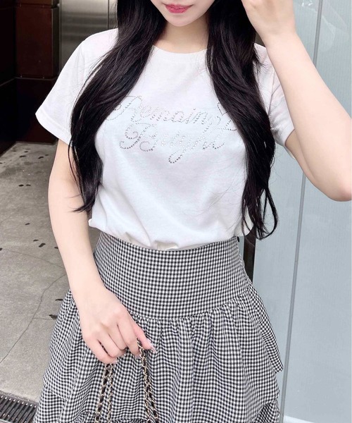 INGNI(イング)の「ラインストーンロゴTシャツ(Tシャツ/カットソー・レディース・ライトピンク/ブラック/オフホワイト・M)」の4枚目の写真