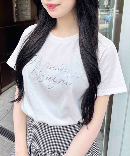 tシャツ ラインストーンロゴTシャツ レディース tシャツ ラインストーンロゴTシャツ レディース : ZOZOTOWN